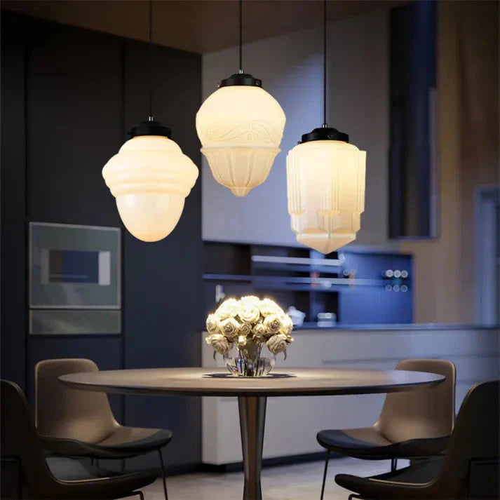 Geometric Pendant Lamp | Frosted White Glass Shade