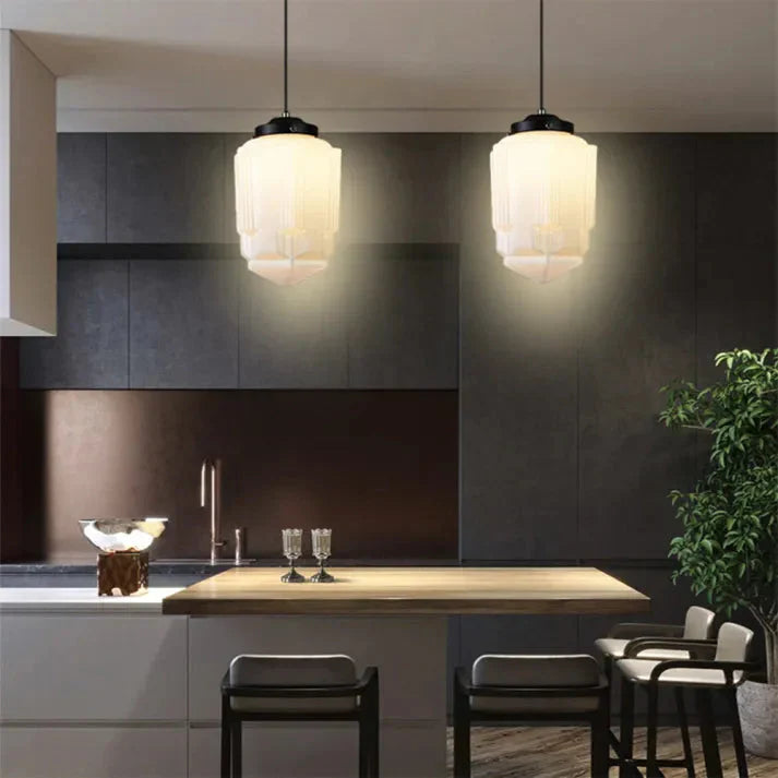 Geometric Pendant Lamp | Frosted White Glass Shade