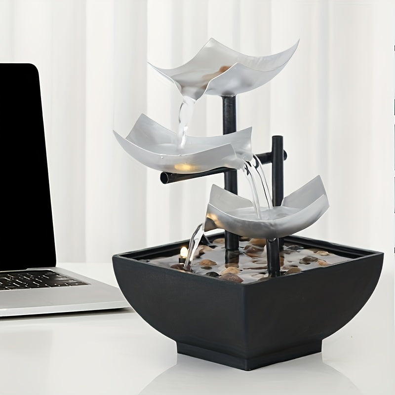 Illuminated Leaf Fountain – Modern Indoor Tabletop