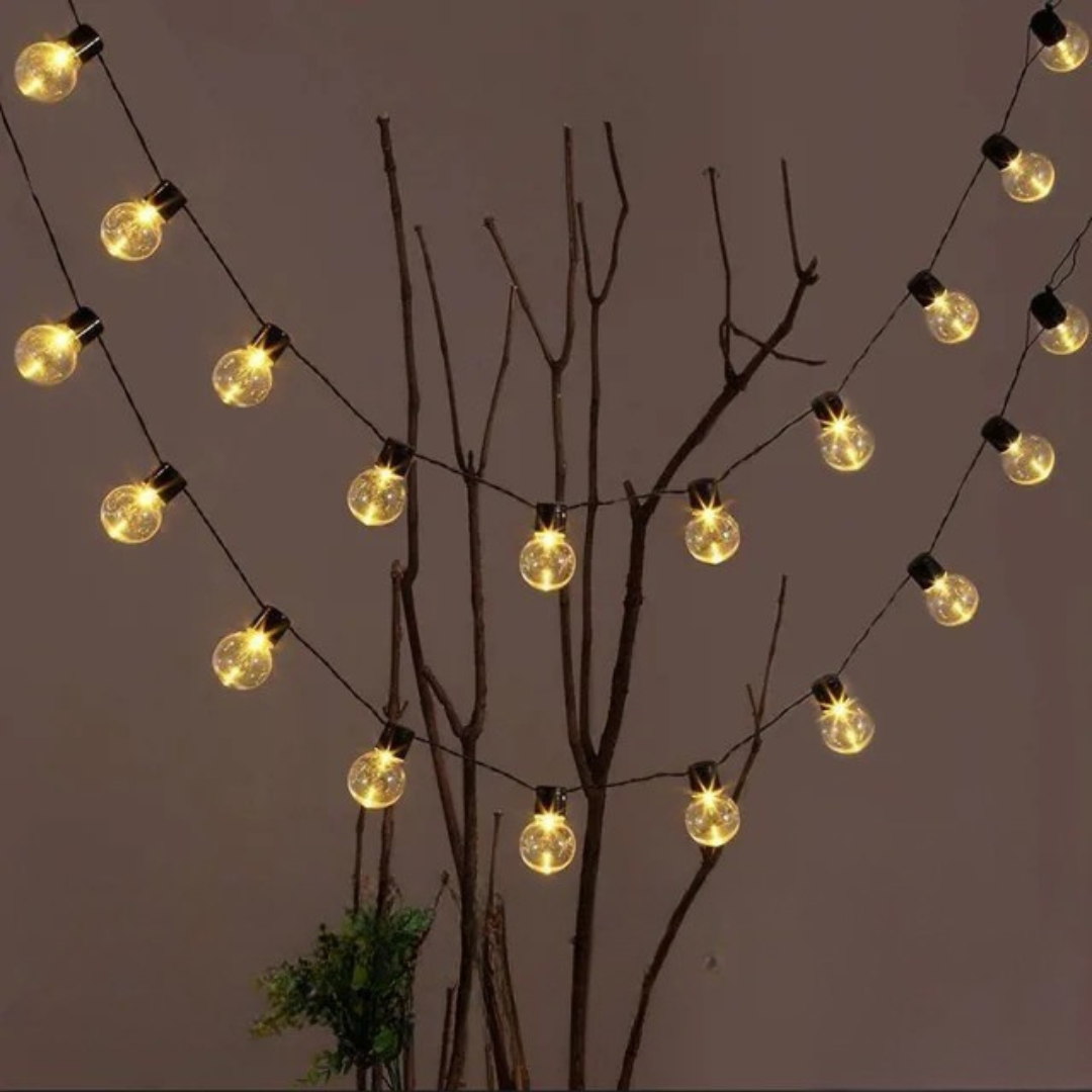 Solar Outdoor Festoon String Lights – Warm White Glow for Gardens & Patios