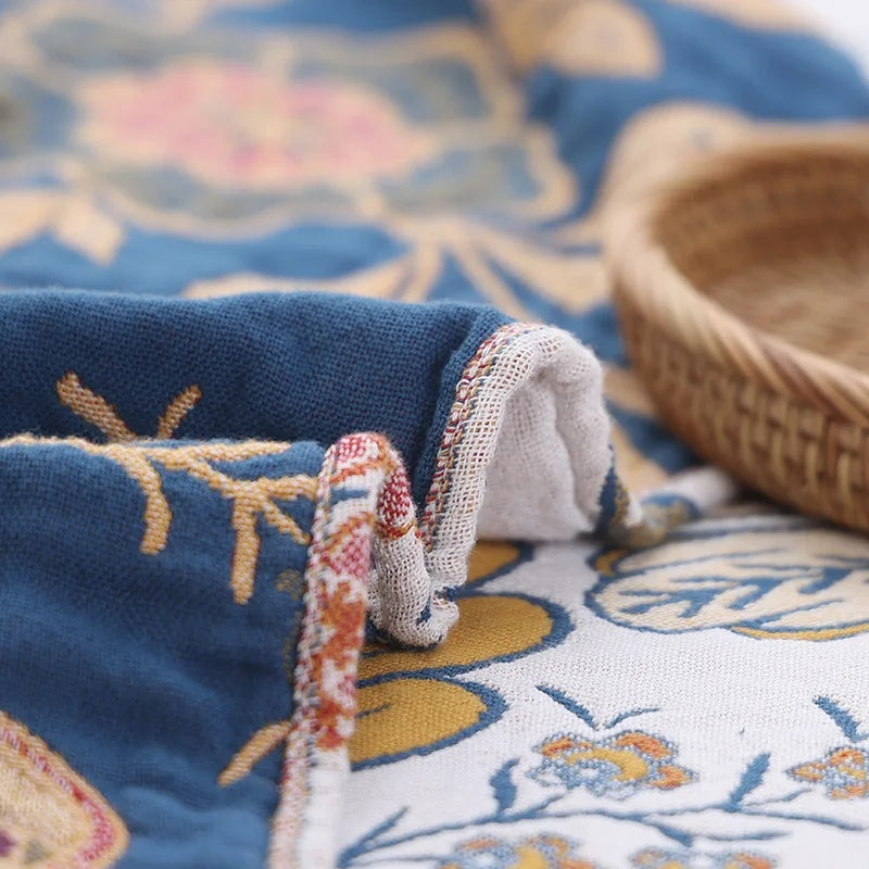 Woven Blanket with Floral Print