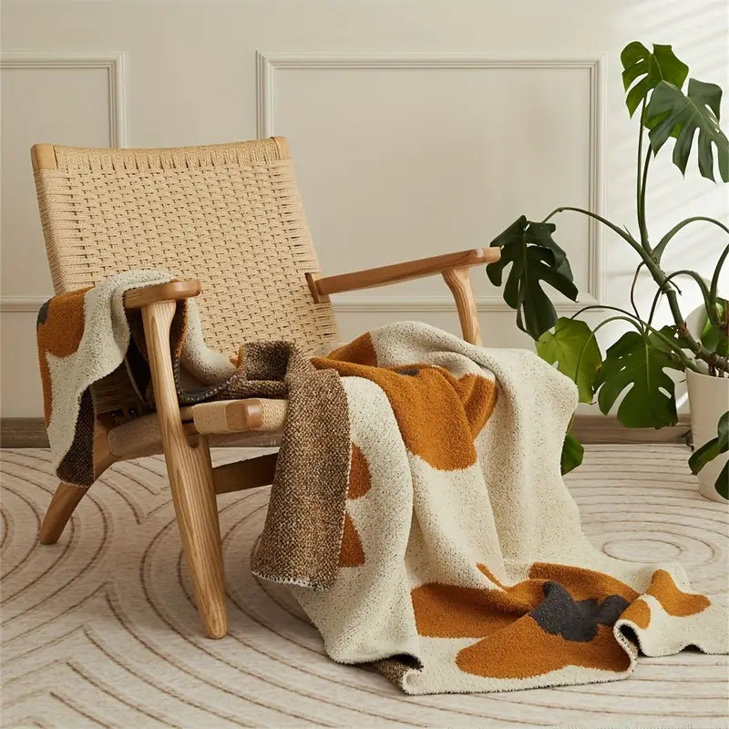 Elegant Floral Knitted Throw Blanket