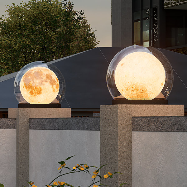 Modern Lunar Pillar Lights | Glass Moon Outdoor Lighting