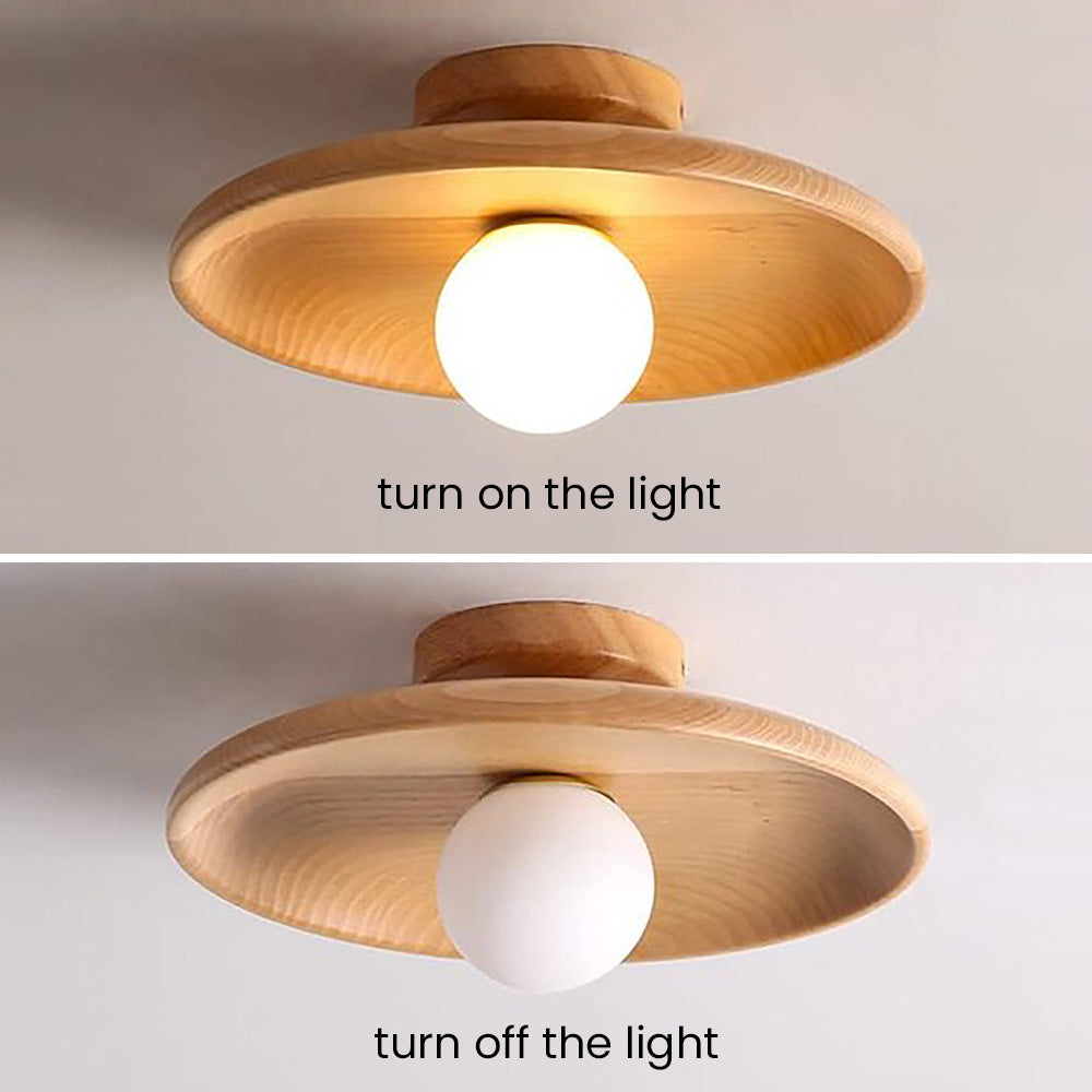 Hallway Ceiling Lamp with Round Nordic Wooden Design