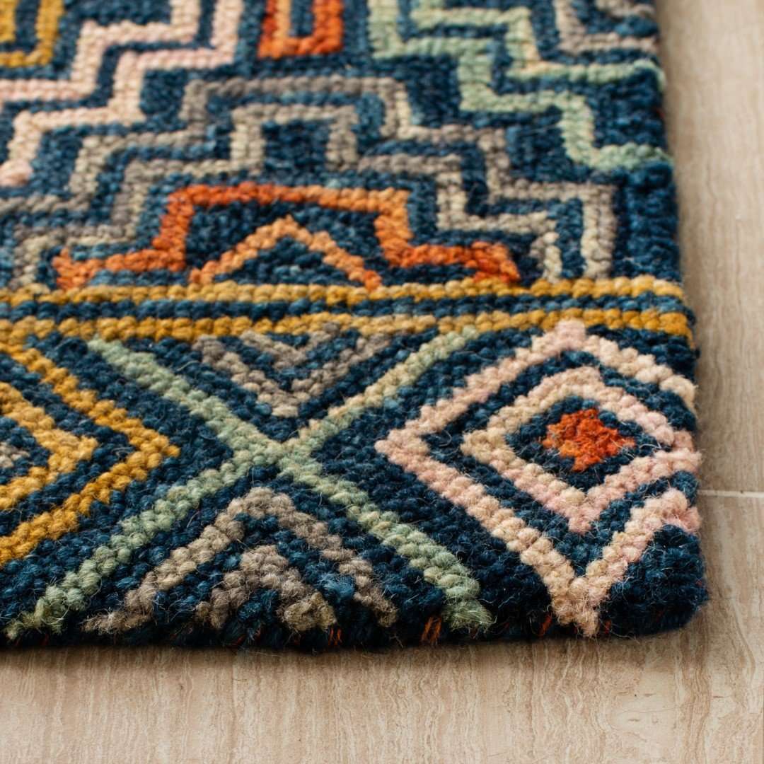 Multi-Colour Loop Cut Rug | High-Low Pile Carpet