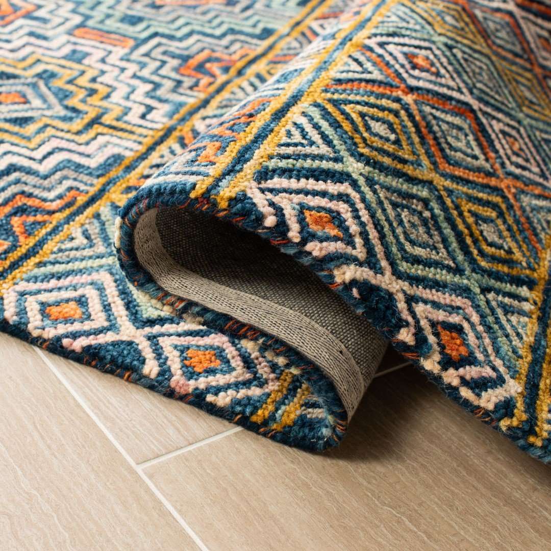 Multi-Colour Loop Cut Rug | High-Low Pile Carpet