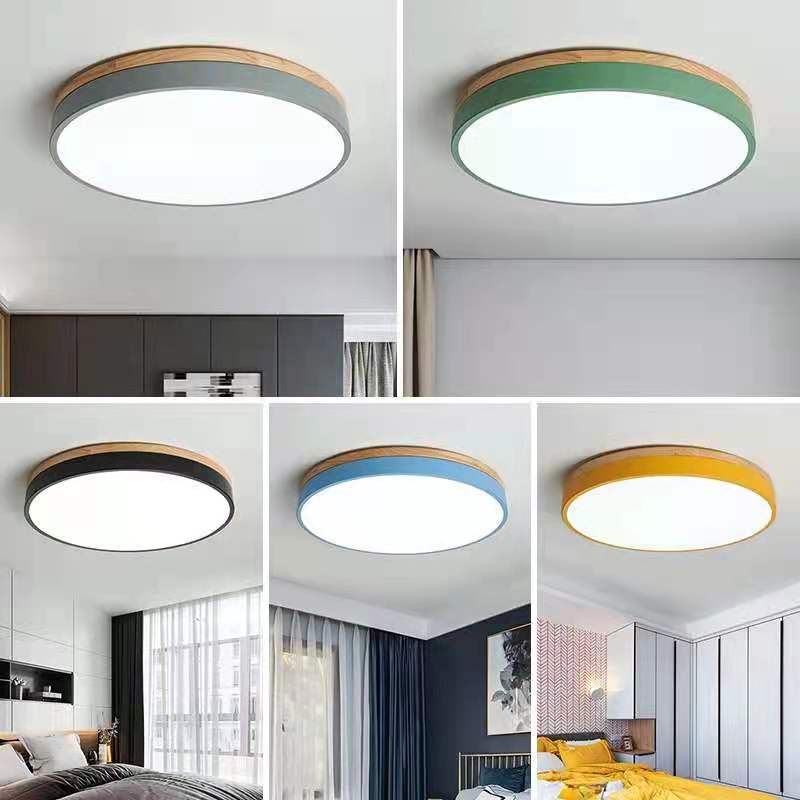 Stylish Wood Ceiling Light with Recessed LED Illumination