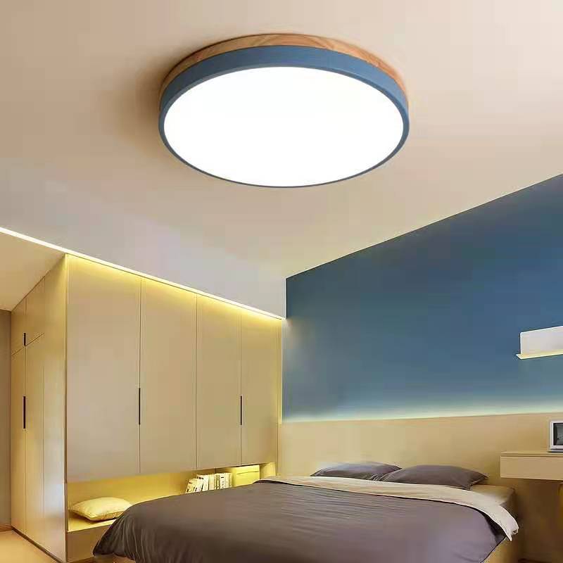Stylish Wood Ceiling Light with Recessed LED Illumination