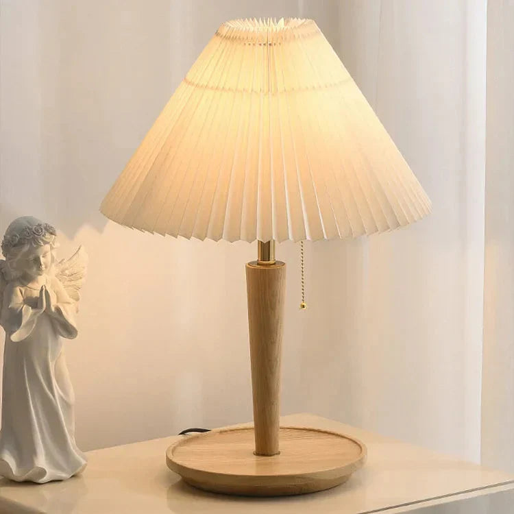 Rustic Pleated Wood Table Lamp