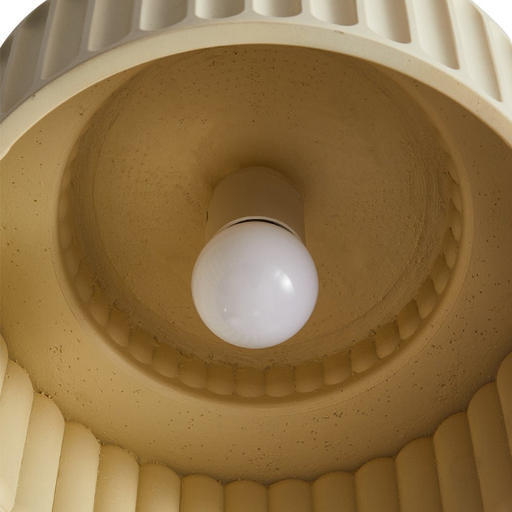 Cream Fabric Drum Ceiling Lamp - Vintage Semi-Flush Mount Fixture