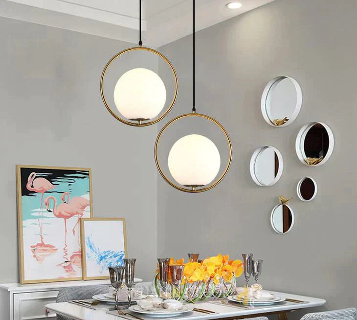 Cozy Scandinavian Hanging Lamp with Glass Globe Shade