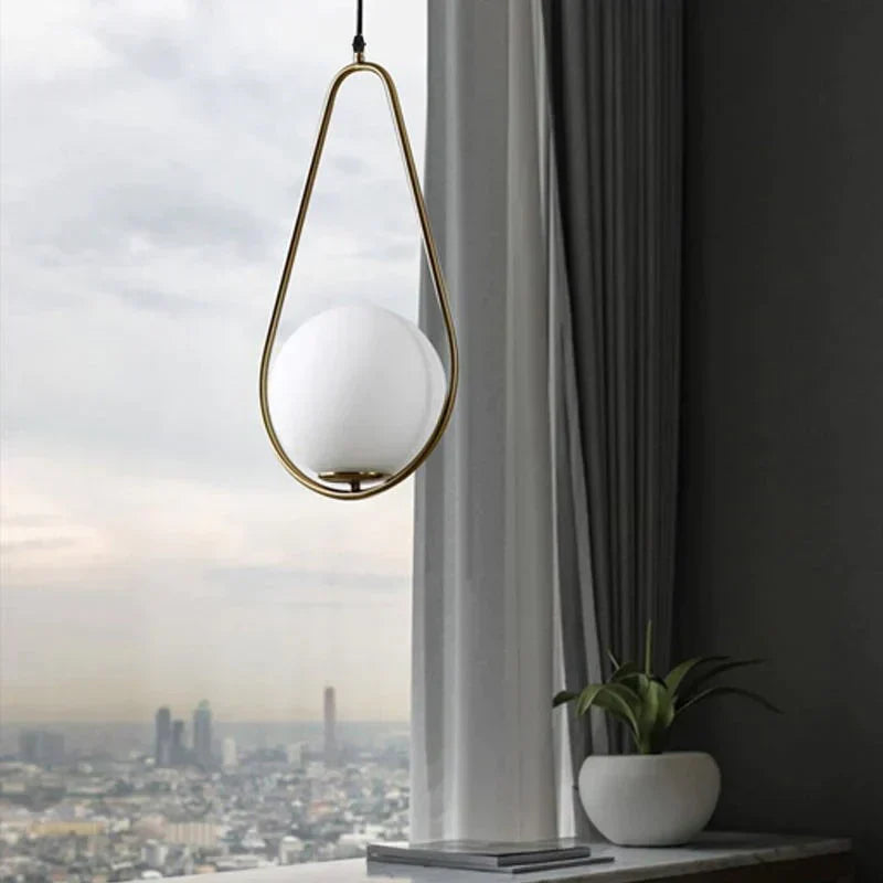 Cozy Scandinavian Hanging Lamp with Glass Globe Shade