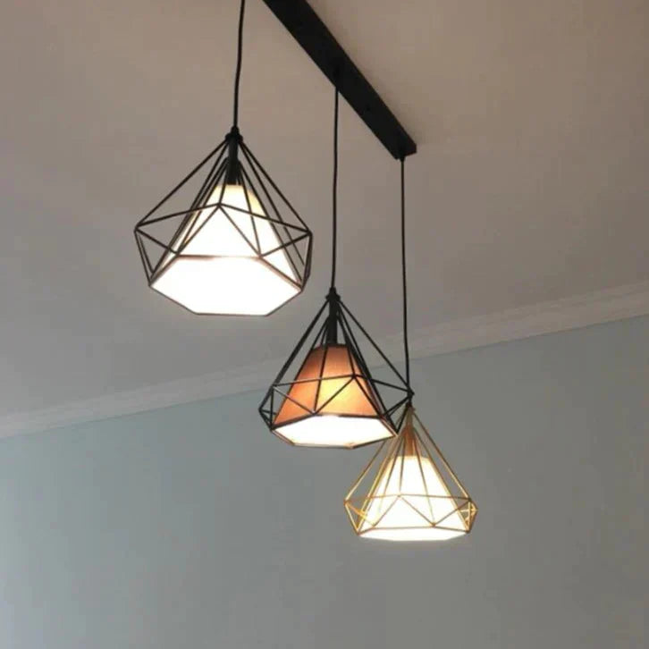 Sleek Iron-Framed Pendant Light – E27 Compatible, Designed for Kitchen and Dining Spaces