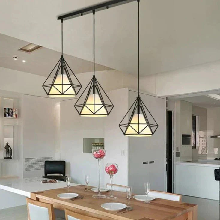 Sleek Iron-Framed Pendant Light – E27 Compatible, Designed for Kitchen and Dining Spaces