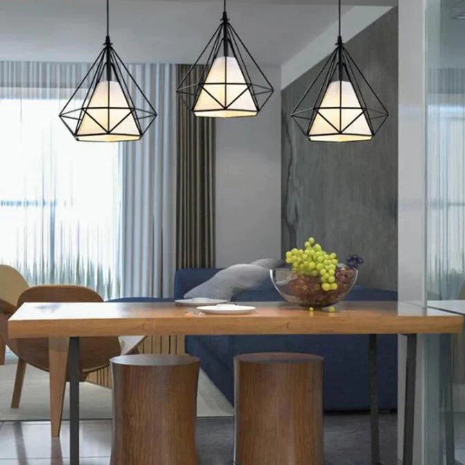 Sleek Iron-Framed Pendant Light – E27 Compatible, Designed for Kitchen and Dining Spaces