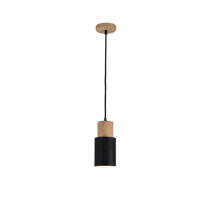 Modern Nordic Pendant Light with Wood Trim