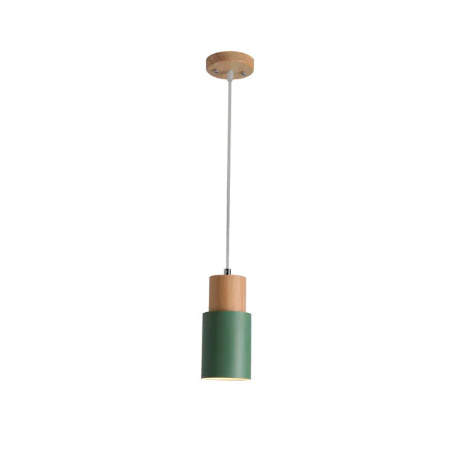 Modern Nordic Pendant Light with Wood Trim