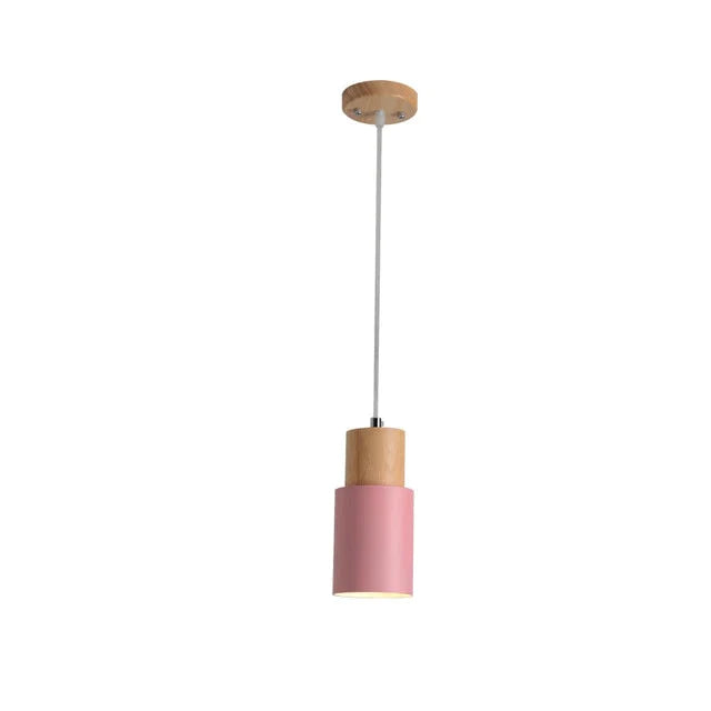 Modern Nordic Pendant Light with Wood Trim