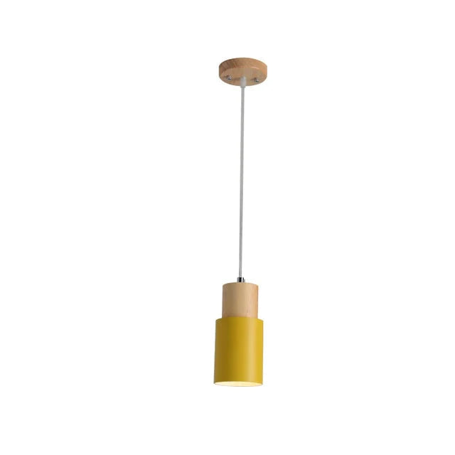 Modern Nordic Pendant Light with Wood Trim