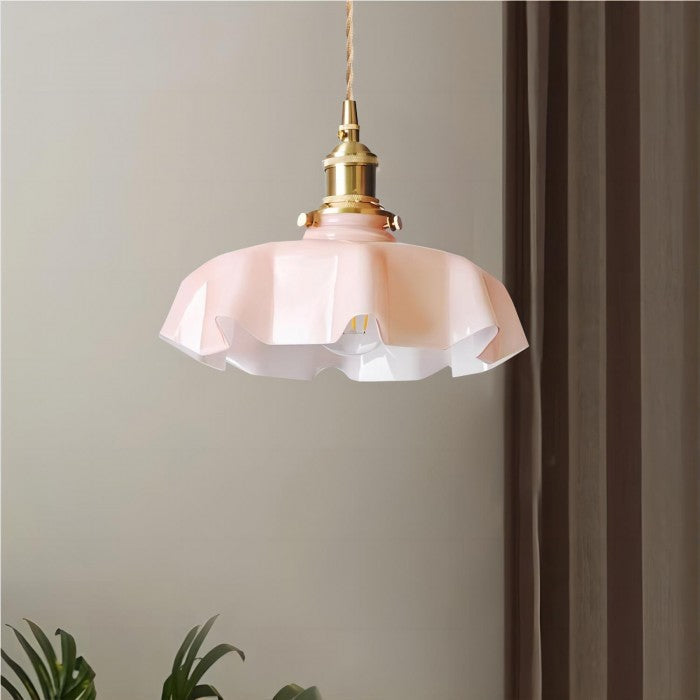 Cream Flower Pendant Light | Vintage Glass Shade