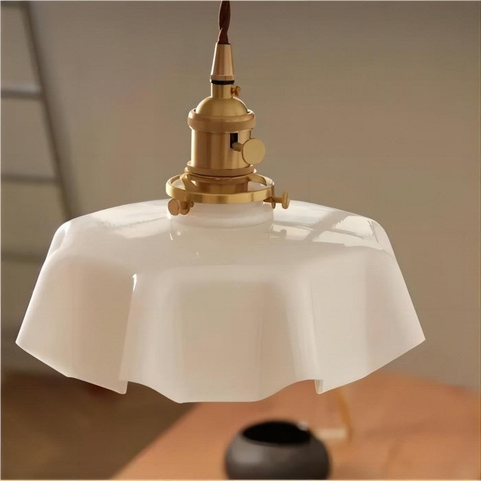 Cream Flower Pendant Light | Vintage Glass Shade