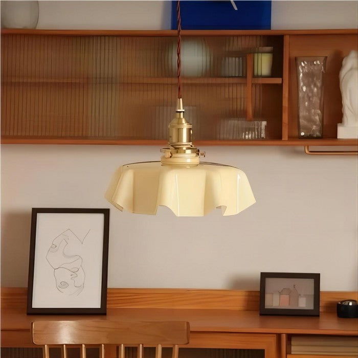 Cream Flower Pendant Light | Vintage Glass Shade