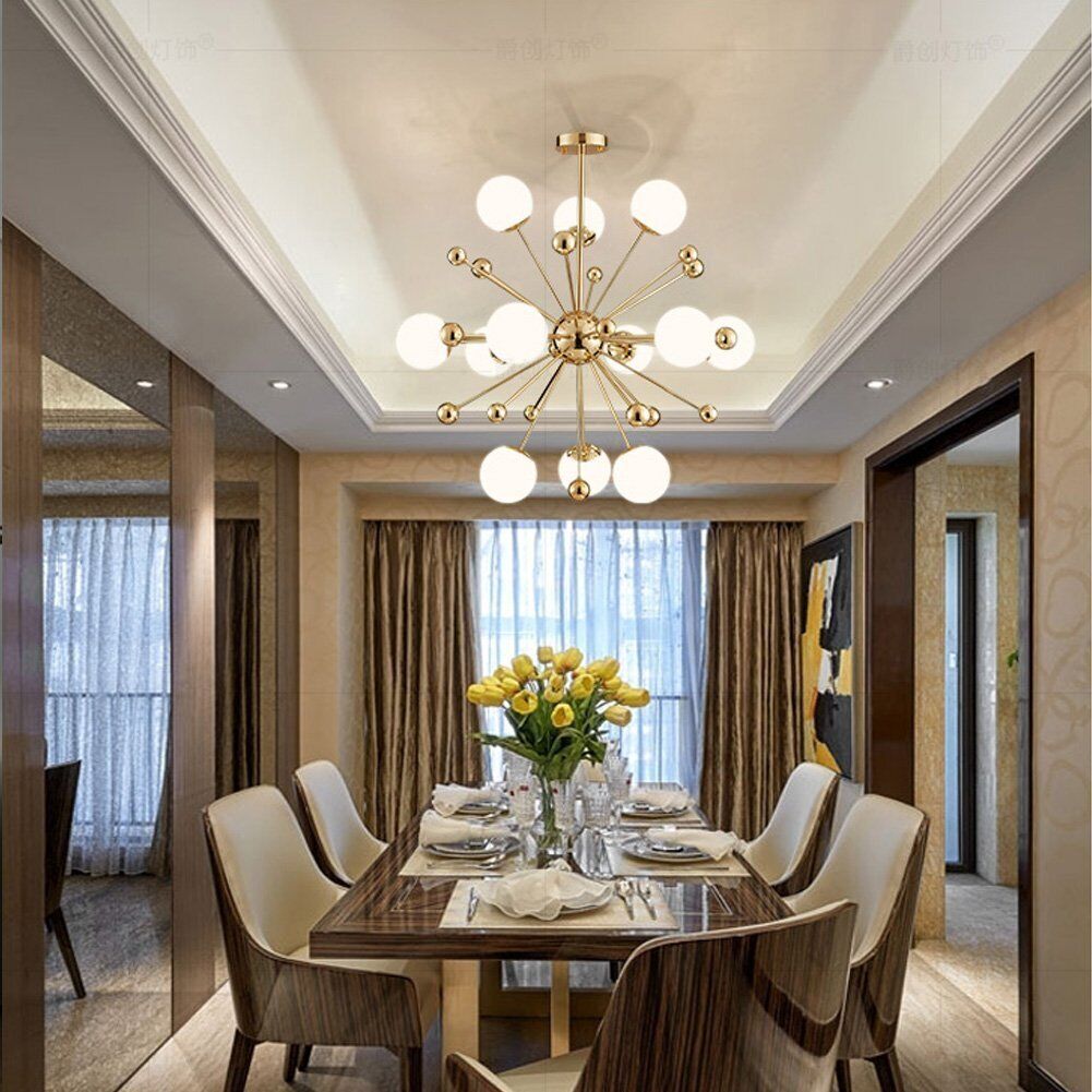 Modern Nordic Chandelier – Firework-Inspired LED Lighting in Gold Finish