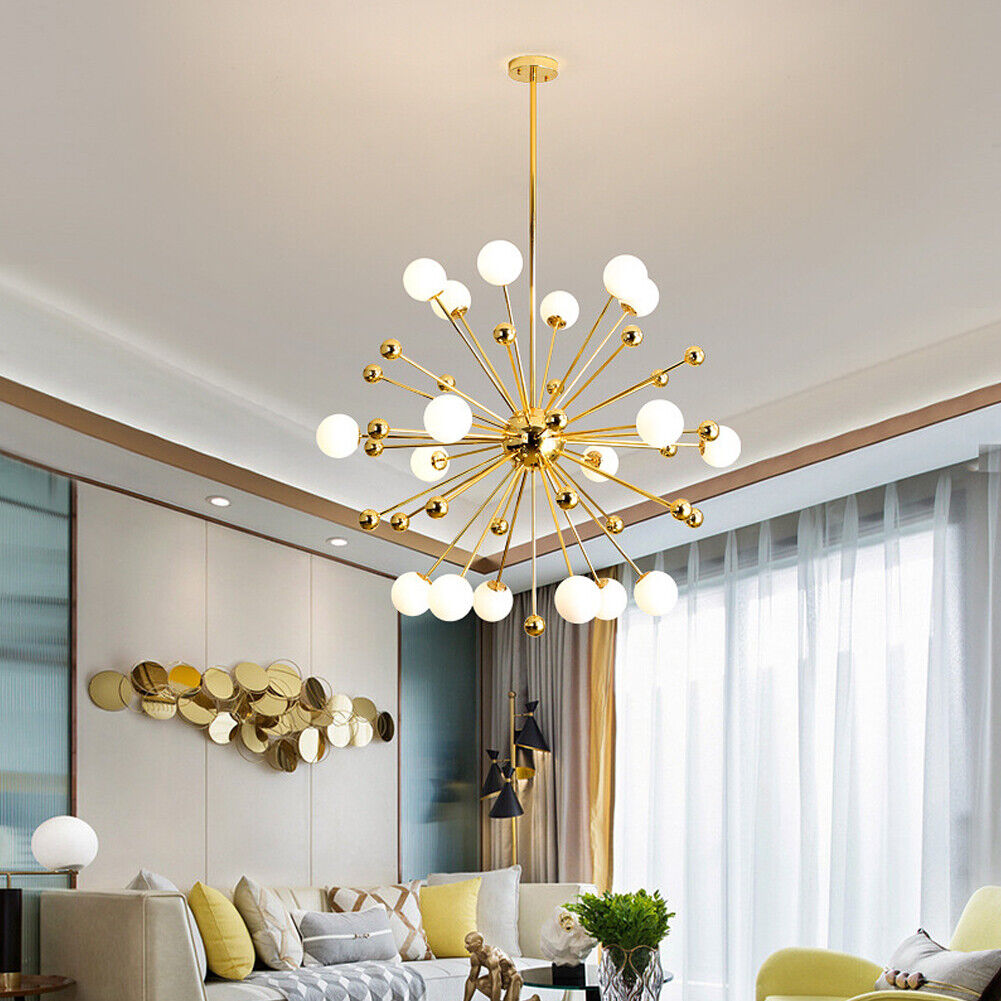 Modern Nordic Chandelier – Firework-Inspired LED Lighting in Gold Finish