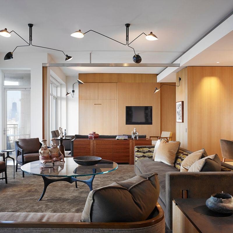 Modern Serge Mouille-Inspired Ceiling Lamp