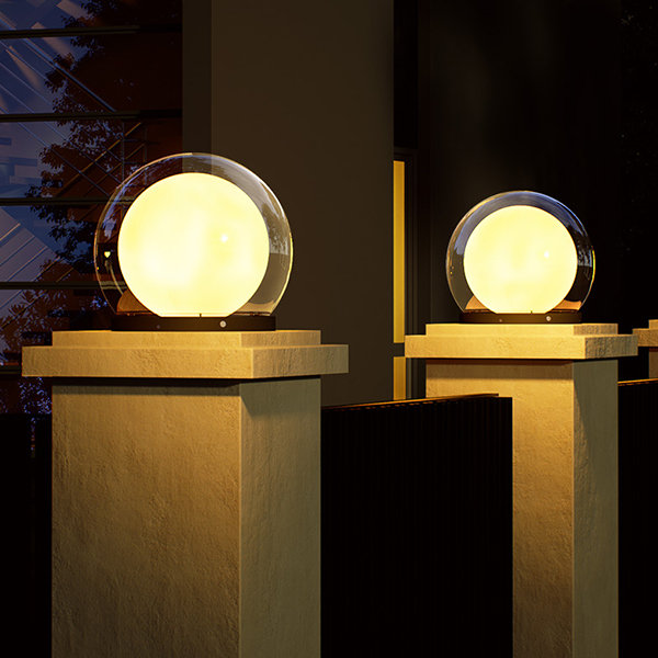 Modern Lunar Pillar Lights | Glass Moon Outdoor Lighting