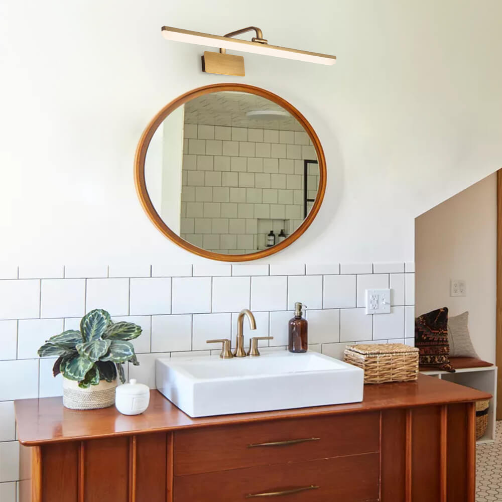 Modern LED Vanity Light Fixture | Satin Gold Bathroom Wall Light