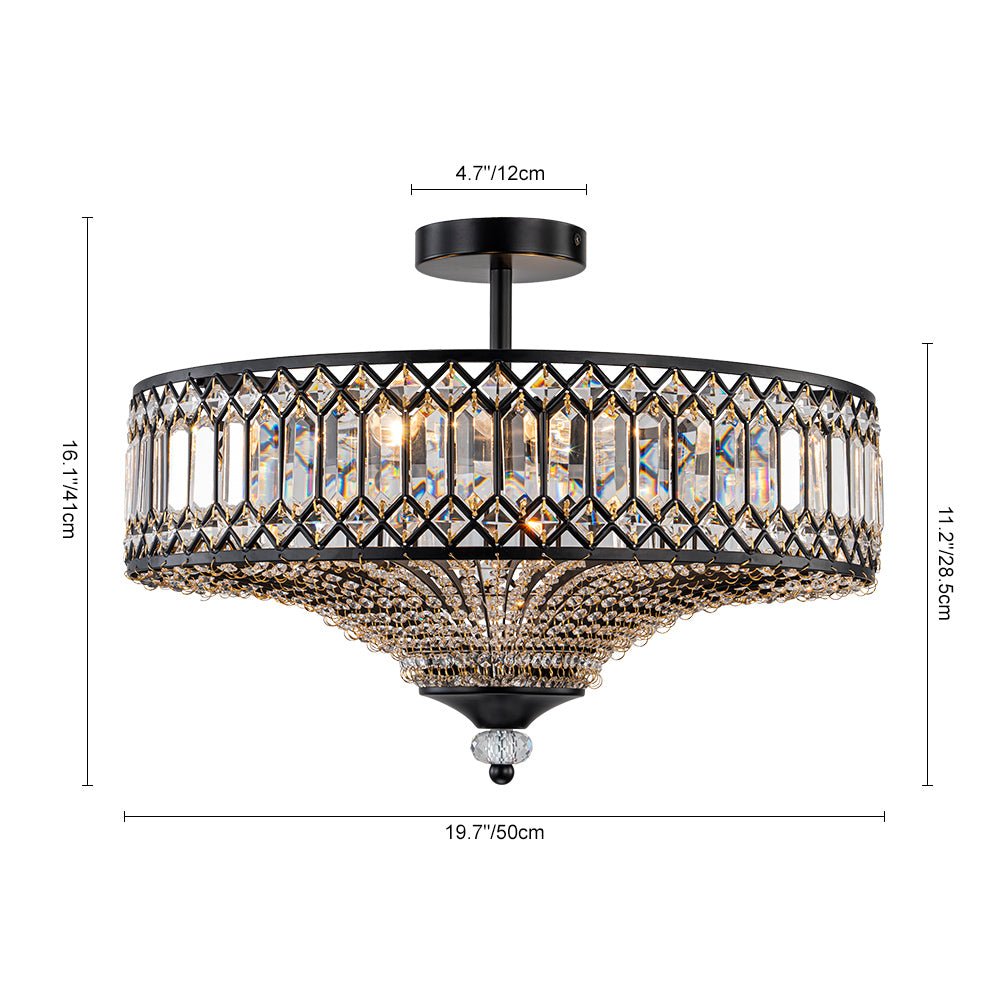 Elegant Crystal Drum Flush Mount - Atelier Dubois Paris