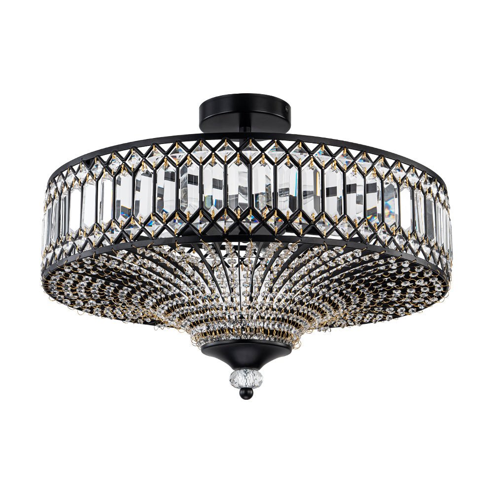 Elegant Crystal Drum Flush Mount - Atelier Dubois Paris