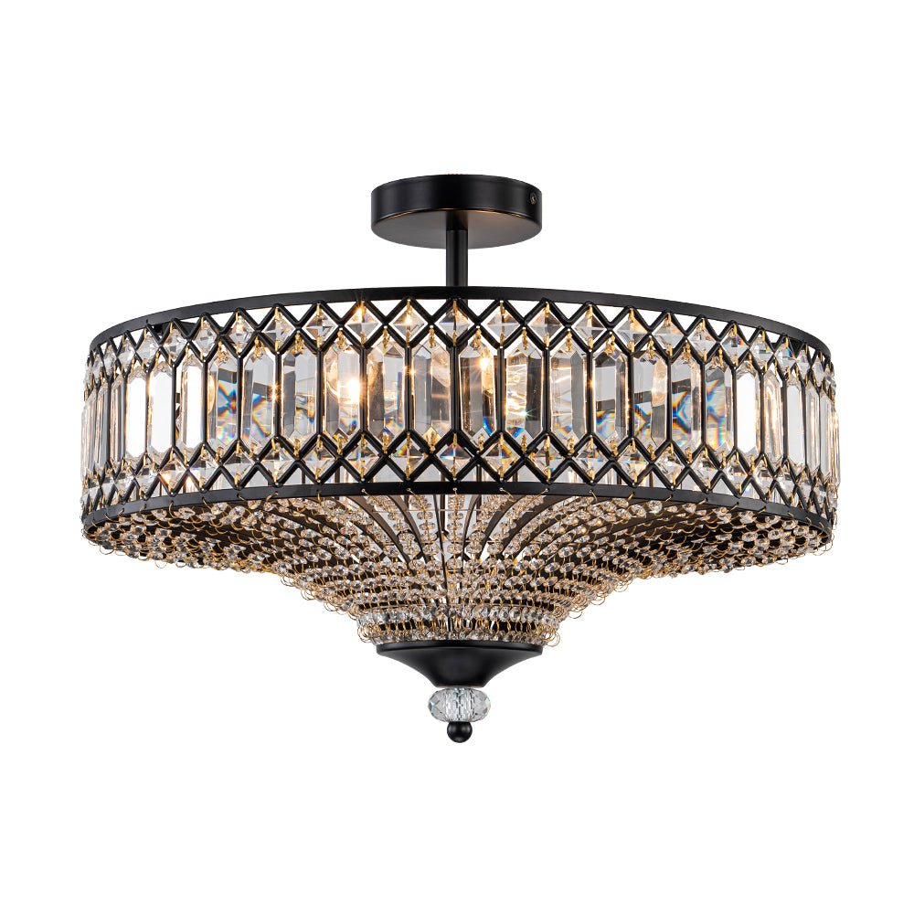 Elegant Crystal Drum Flush Mount - Atelier Dubois Paris