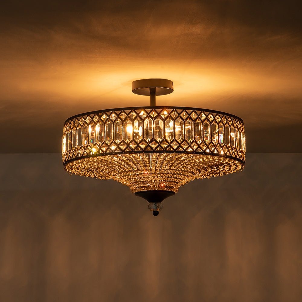 Elegant Crystal Drum Flush Mount - Atelier Dubois Paris