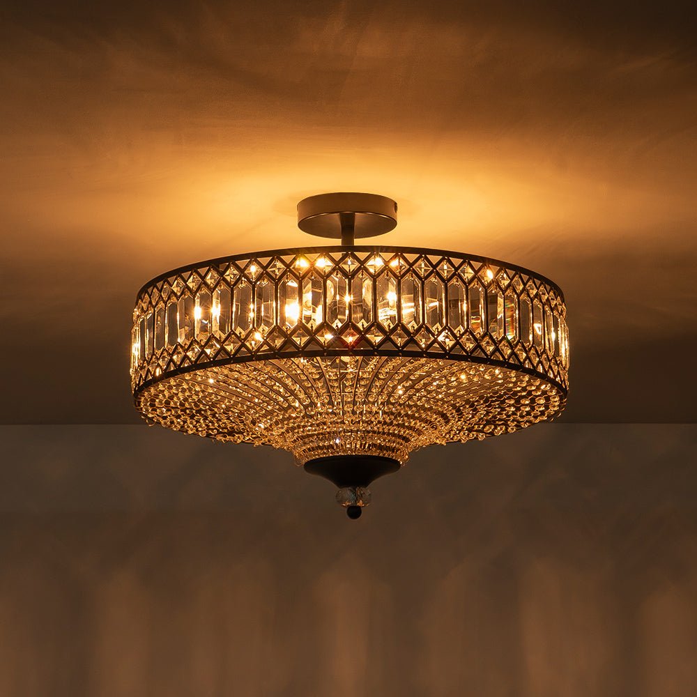 Elegant Crystal Drum Flush Mount - Atelier Dubois Paris