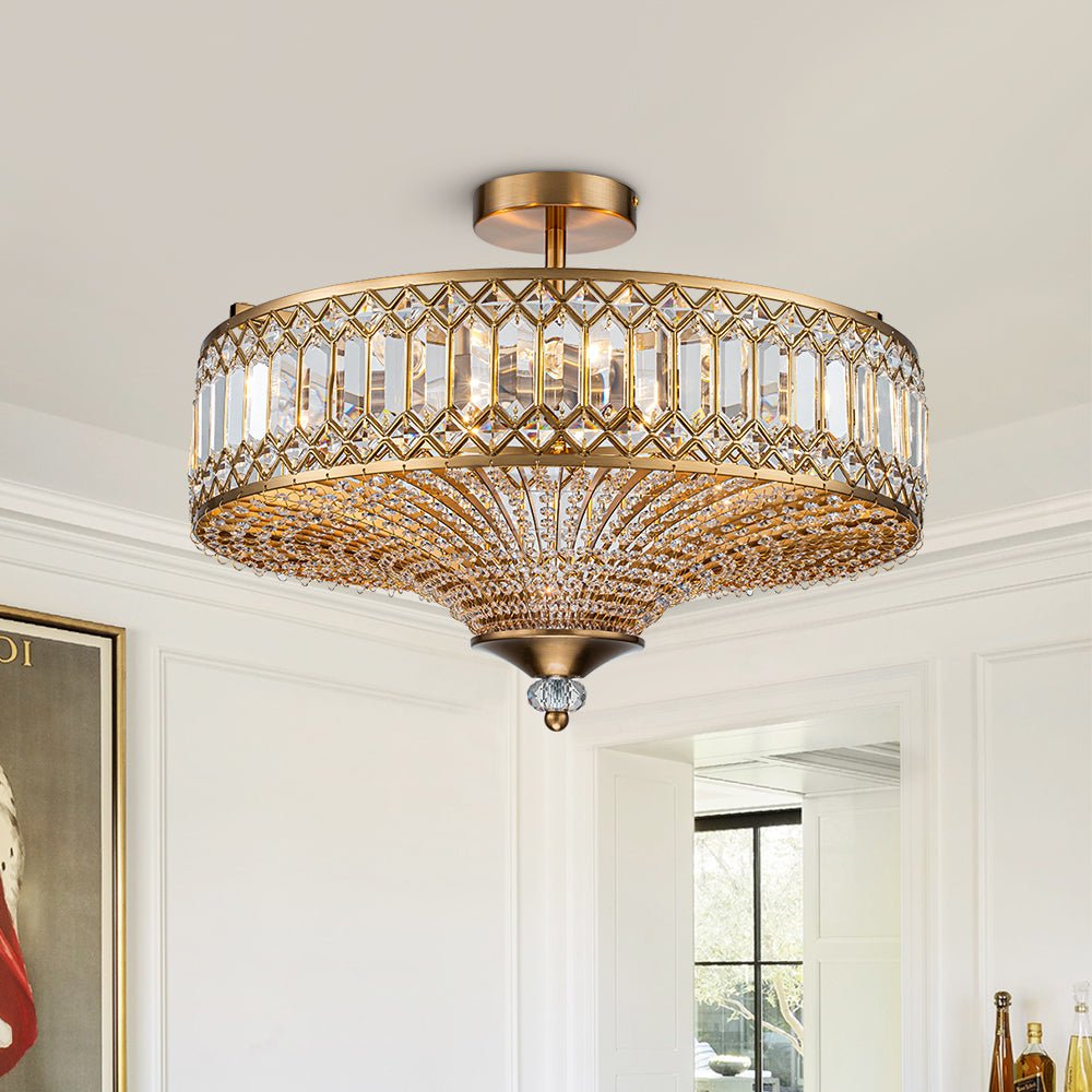 Elegant Crystal Drum Flush Mount - Atelier Dubois Paris