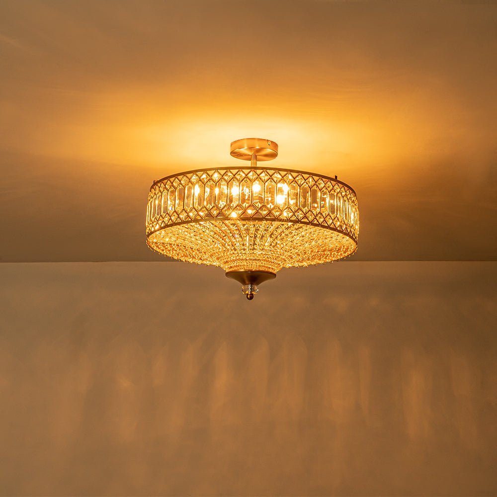 Elegant Crystal Drum Flush Mount - Atelier Dubois Paris