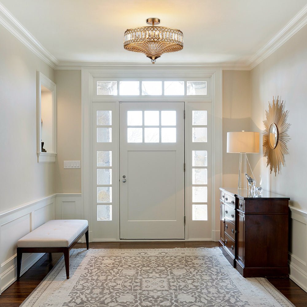 Elegant Crystal Drum Flush Mount - Atelier Dubois Paris