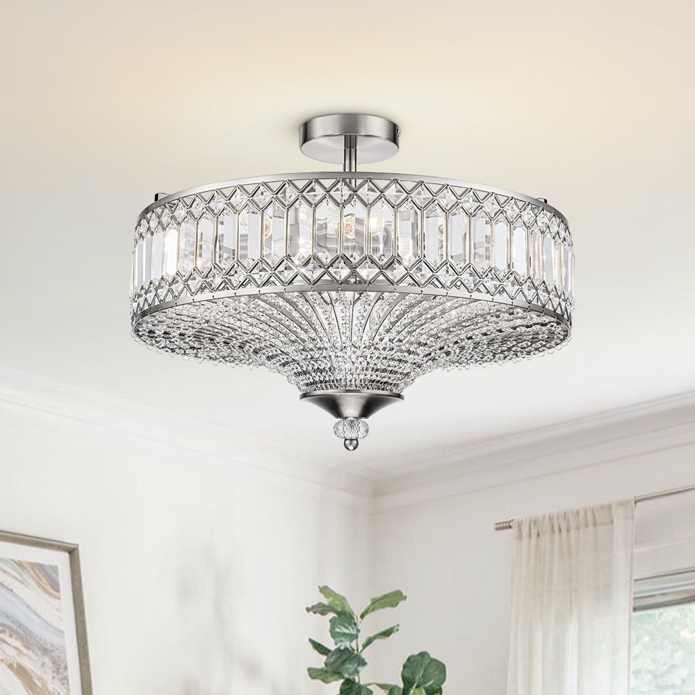 Elegant Crystal Drum Flush Mount - Atelier Dubois Paris