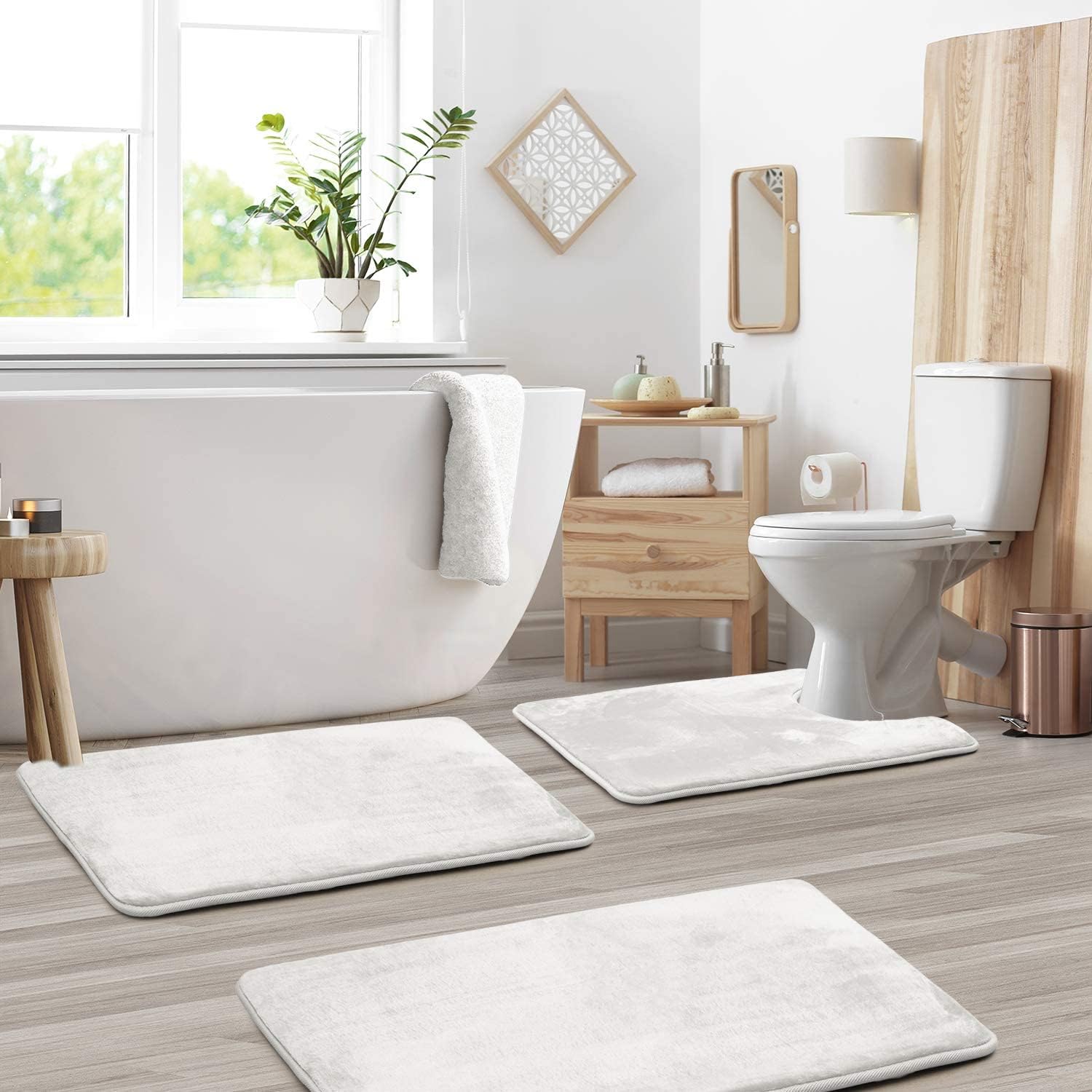 Ultra Soft Velvet Memory Foam Bath Mat Set – 3PCS Luxury Bathroom Rugs - Atelier Dubois Paris